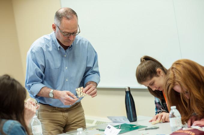 Laurence Roth, Degenstein professor of English, assists students at Susquehanna's Publishing and Editing Institute summer pre-college pro...